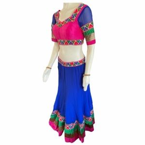 Vibrant Pink and Blue Lehenga Choli